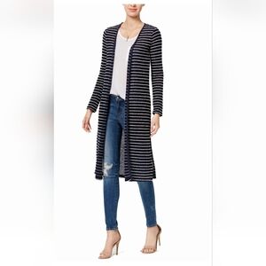 Navy and White Striped Women's Cardigan